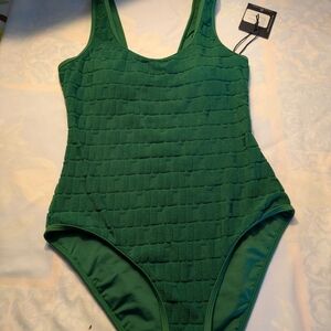 Green Textured Women's Bikini